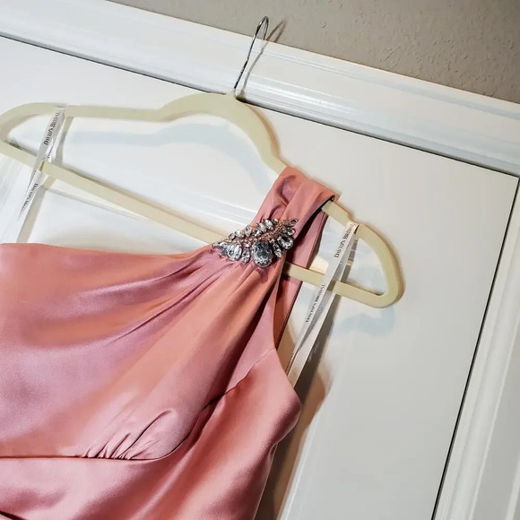 David's Bridal Pink One Shoulder Bridesmaid Dress Size 4 - Picture 7 of 12